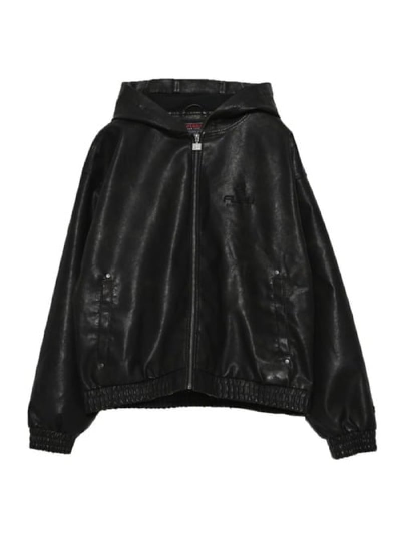 FUBU/フブ Faux Leather Short Hooded Jacket(MENS) SELECT BRANDS 手玉さくら色 ジャケット・アウター 余分の物のジャケット・アウター 黒いこと【貨物輸送無料】[ Fashion]