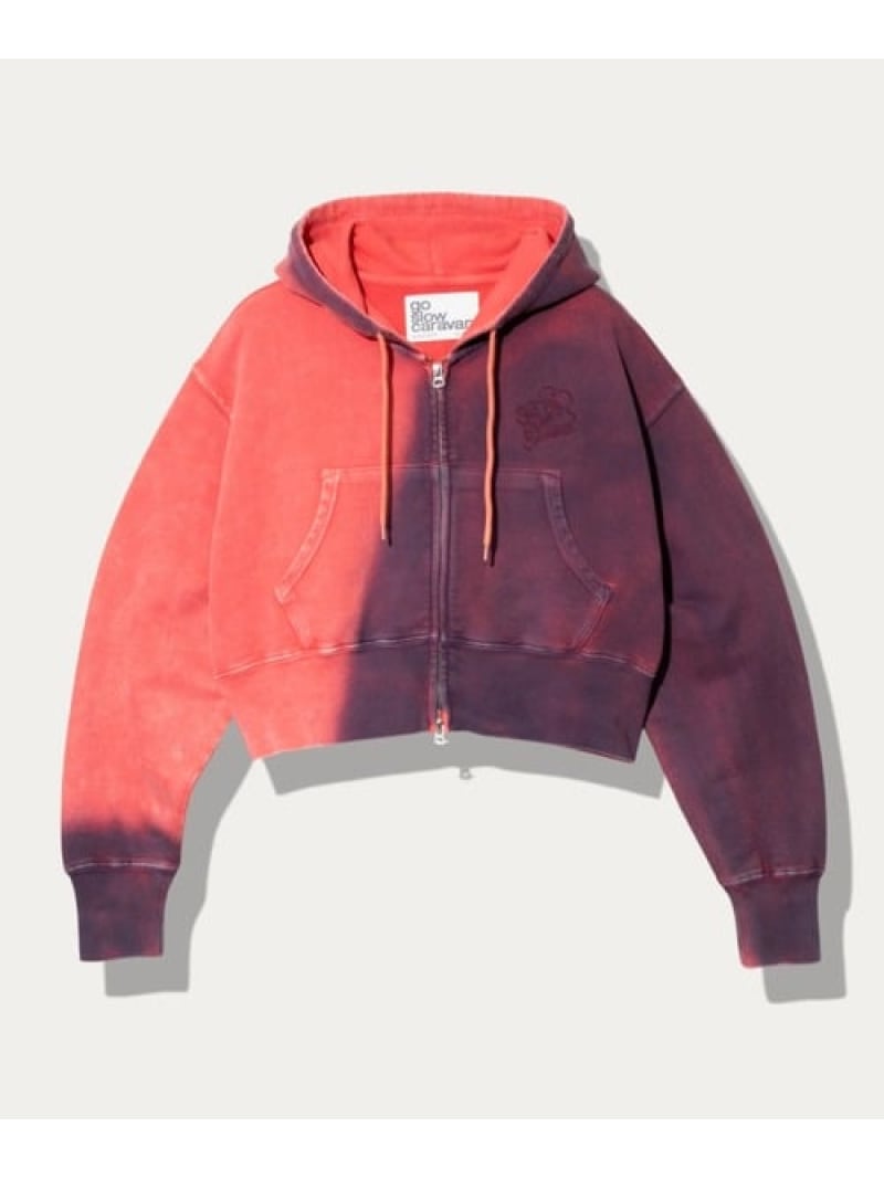 UNIQUEインレイG/D 2TONEスプレーカラー ZIPショートフーディー (WOMENS) go slow caravan ゴースローキャラバン トップス スウェット・トレーナー パープル レッド ブルー【送料無料】[ Fashion] 8,954円