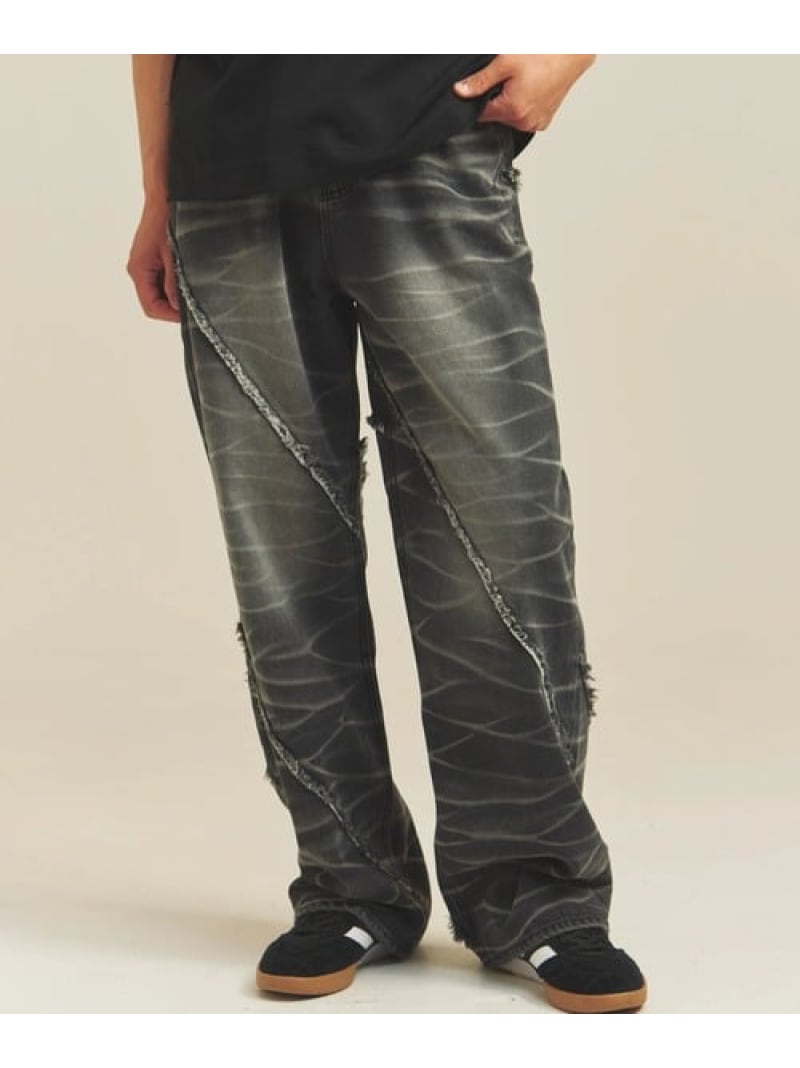 JE-SELECT-ナナメ切替・ブラスト加工/デニムパンツ(MENS) JACKROSE ジャックローズ パンツ その他のパンツ ブラック ブルー【送料無料】[ Fashion]
