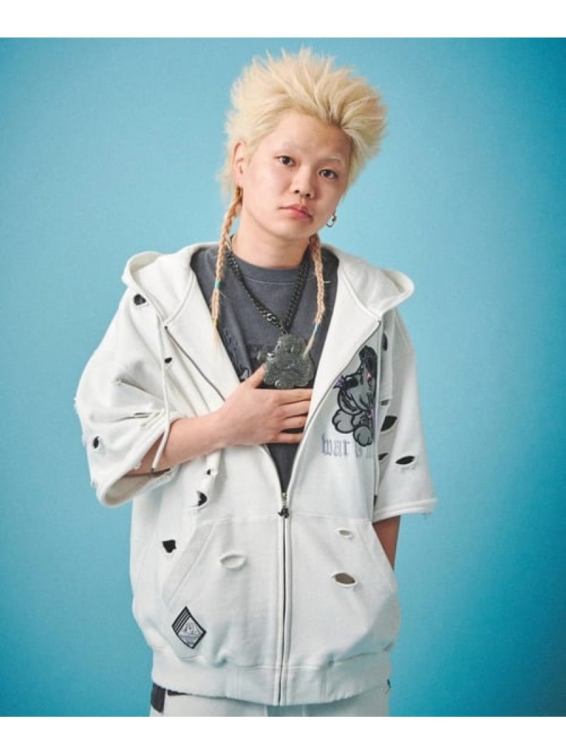 GALFY/ガルフィー 闇に染まりし反戦半パーカー(MENS) SELECT BRANDS ジャックローズ トップス カットソー・Tシャツ ホワイト グレー ブラック【送料無料】[ Fashion]