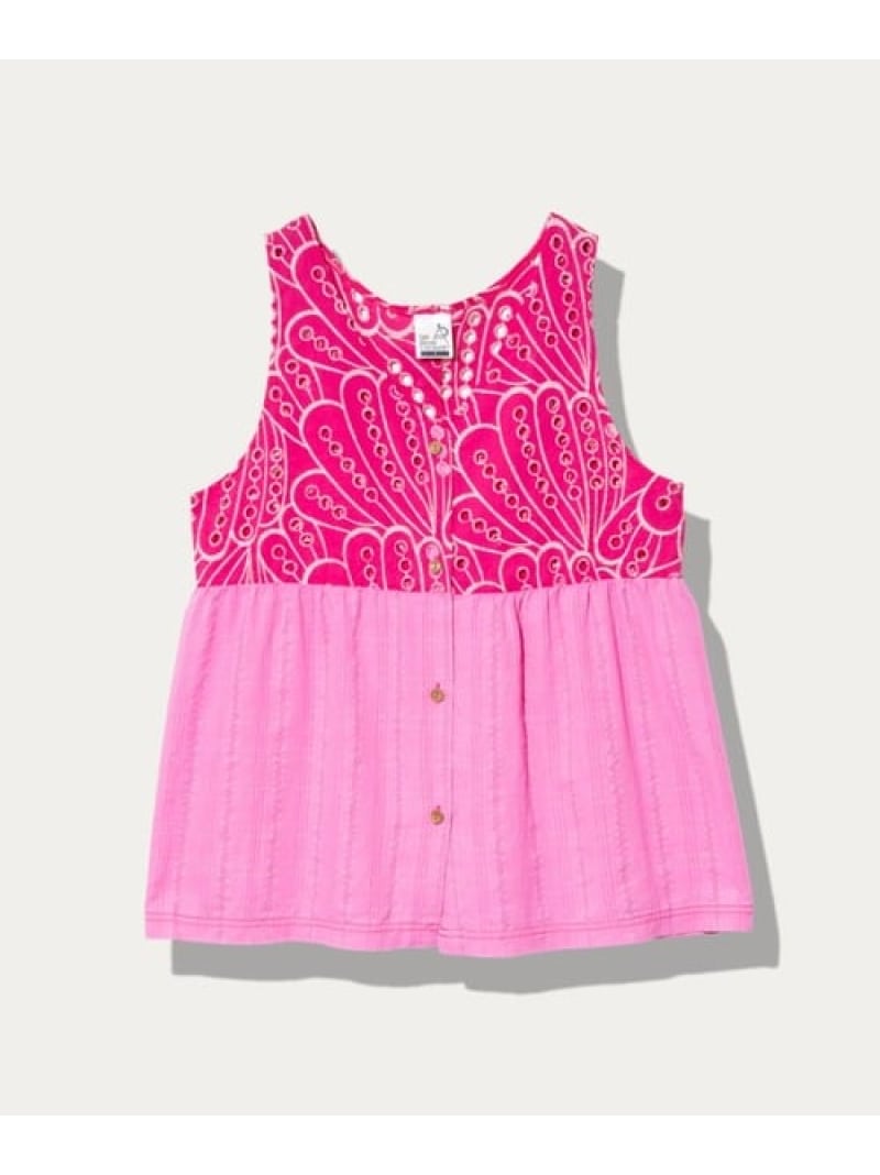 カットワークコットン ノースリーブトップ (WOMENS) go slow caravan ゴースローキャラバン トップス カットソー・プルオーバー サクラ色 青み 米国海軍【貨物輸送無料】[ Fashion]