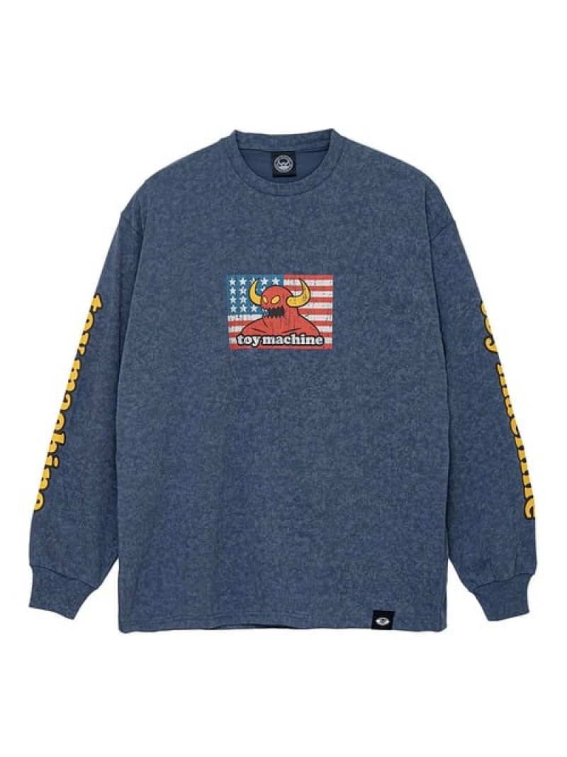 TOY MACHINE/トイマシーン AMERICAN MONSTER FADE WASH LONG TEE(MENS) SELECT BRANDS ジャックローズ トップス カットソー・Tシャツ ネイビー【送料無料】[ Fashion]