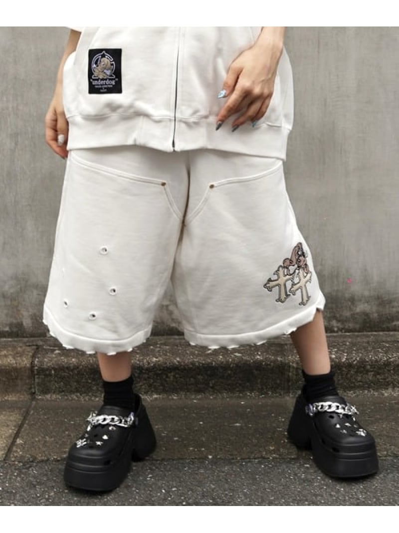 【GALFY×GALLIS ADDICTION】クロスガリノハーツハーフパンツ*セットアップ対応(MENS/WOMENS) GALLIS ADDICTION ジャックローズ パンツ その他のパンツ ブラック ピンク ホワイト ブルー【送料無料】[ Fashion] 8,753円