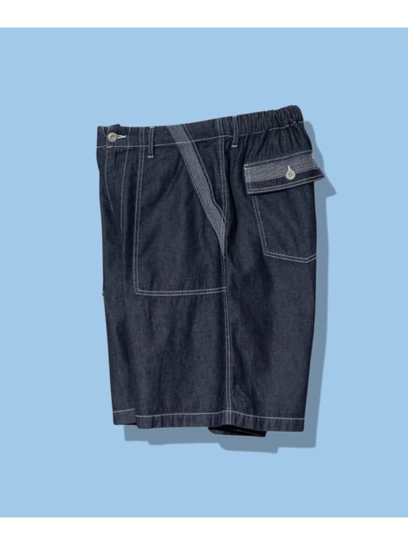 AOZORA DENIM・ヒッコリーワイドベーカーショーツ(MENS) AOZORA ゴースローキャラバン パンツ その他のパンツ ネイビー ブルー【送料無料】[ Fashion]