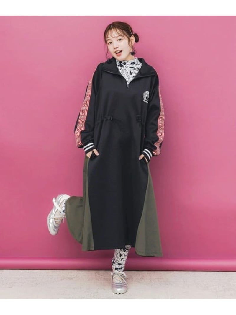ScoLar/スカラー ニットテープ使いジャージOP (WOMENS) GSC WOMENS SELECT ゴースローキャラバン ワンピース・ドレス ワンピース グリーン ブラック【送料無料】[ Fashion]