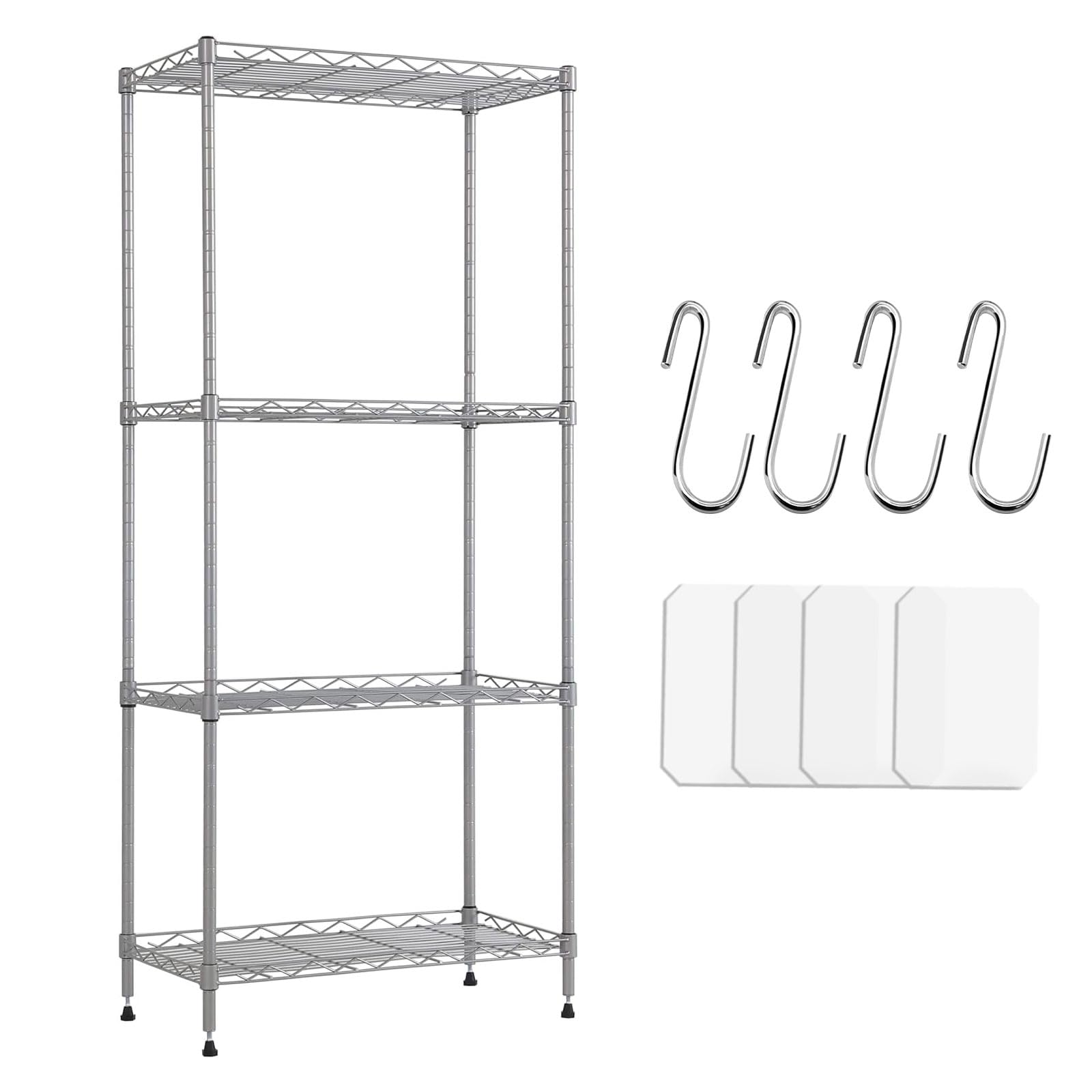 収納ラック 幅60&times;奥行40&times;高さ120cm シルバー 棚 メタルラック 4段スチールラック 耐荷重160kg｜サンコー商会