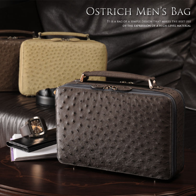 サイドに大きく開くポケット メンズ オーストリッチ プレゼント オーストリッチ 3614r バッグ 大人 メンズ フルポイント リアルレザー ハンドバッグ ビジネスバッグ ハンドバッグ セカンドバッグ ギフト セカンドバッグ 男性 紳士 オーストリッチバッグ 大人 高級 人気