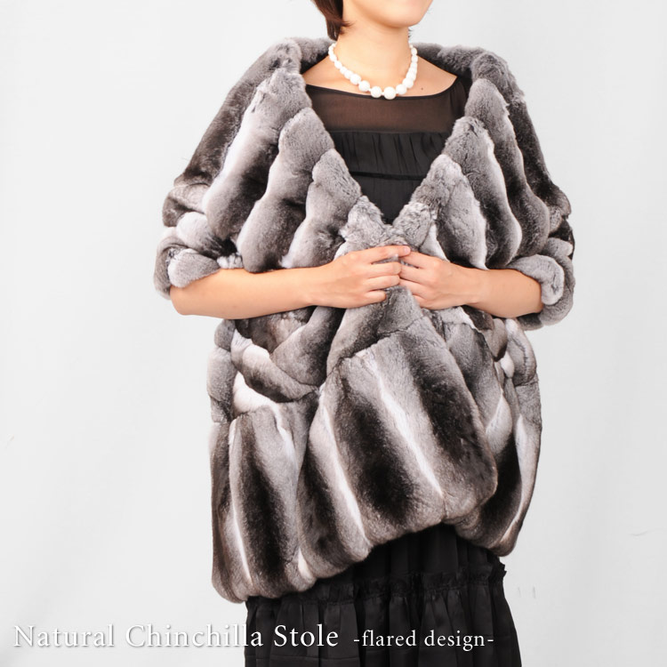 未使用【FUR COLLECTION/ナチュラル チンチラマフラー】ボンボン