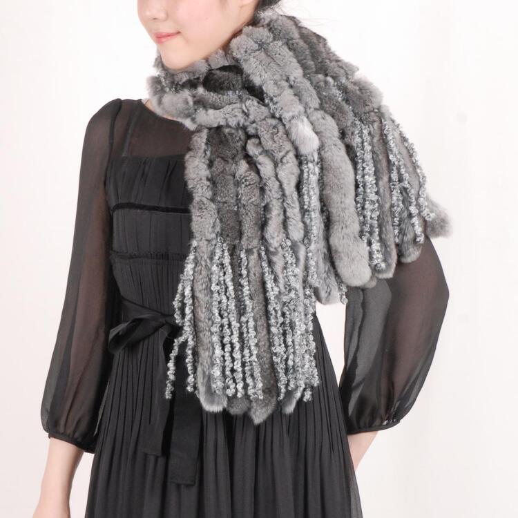 新品◆限定◆柔らかな毛皮のチンチラ編み込みロングマフラー大判 毛皮リアルファー 新品◇限定◇柔らかな毛皮のチンチラ編み込みロングマフラー大判