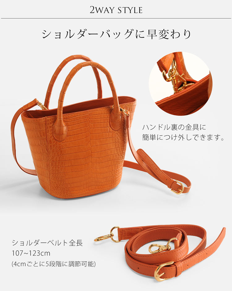ナイル クロコダイル 2WAY バッグ マット 加工 センター取り ミニ