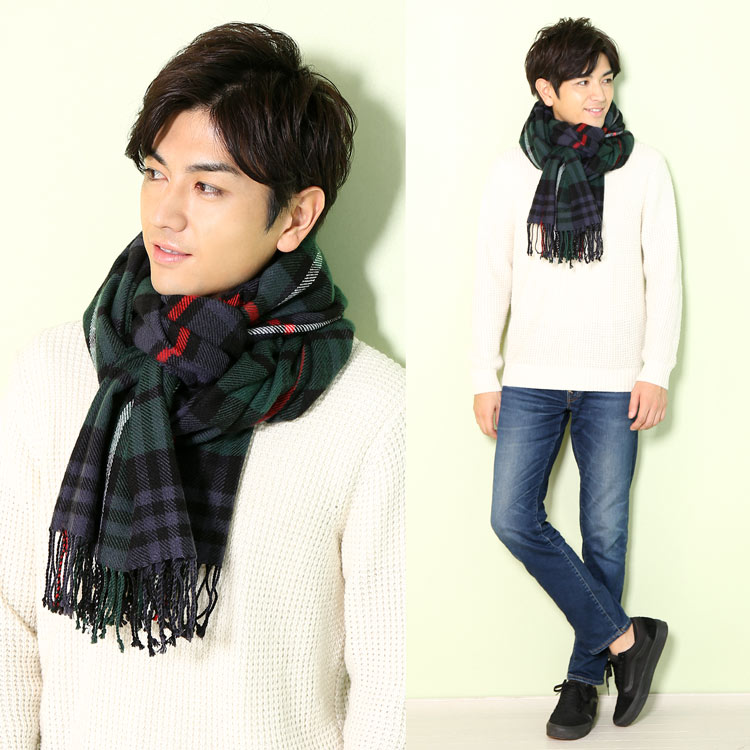 楽天市場 チェック柄 大判 ストール メンズ 厚手 全3色 ギフト 父の日 No Mens 1r 三京商会 ファー コート 財布 毛皮