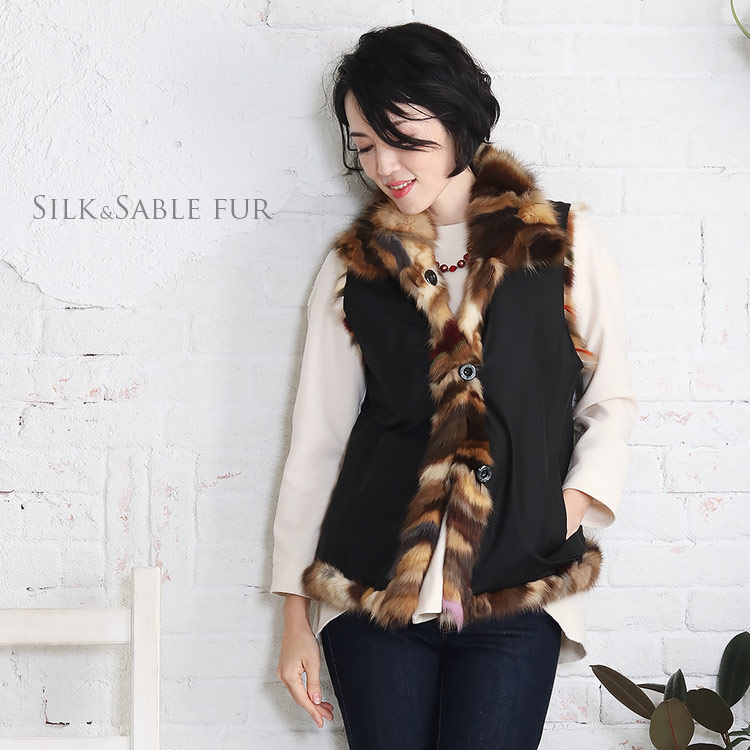 楽天市場】【30%OFFクーポン!】シルク100％＆セーブル ロング ベスト