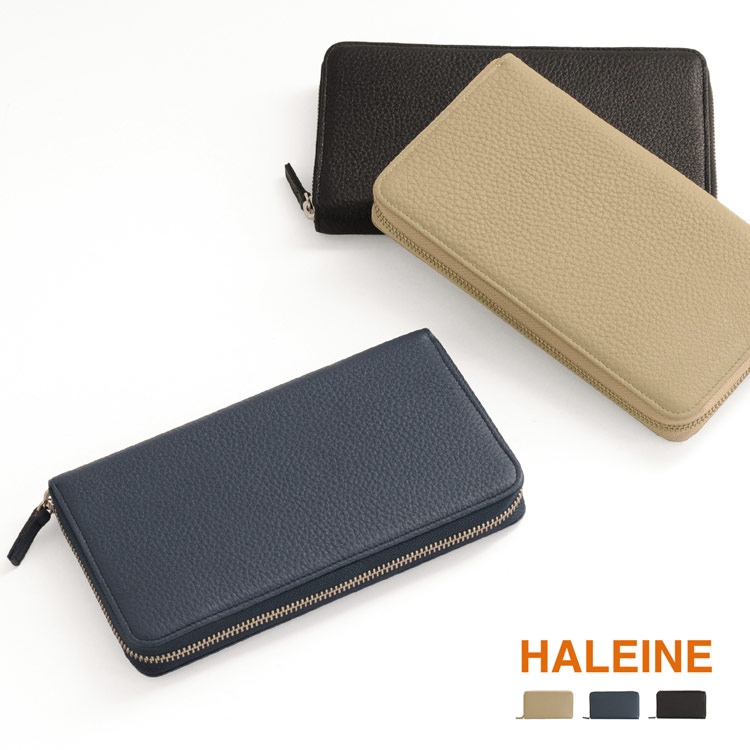Haleine Haleine ブランド ナチュラルシュリンク ファーマフラー 牛革 ラウンドファスナー 長財布 レディース ブランド トープ ネイビー ブラック 春財布 母 女性 プレゼント サイフ ギフト ギフト 敬老の日 No r 三京商会 ファー コート 財布 毛皮