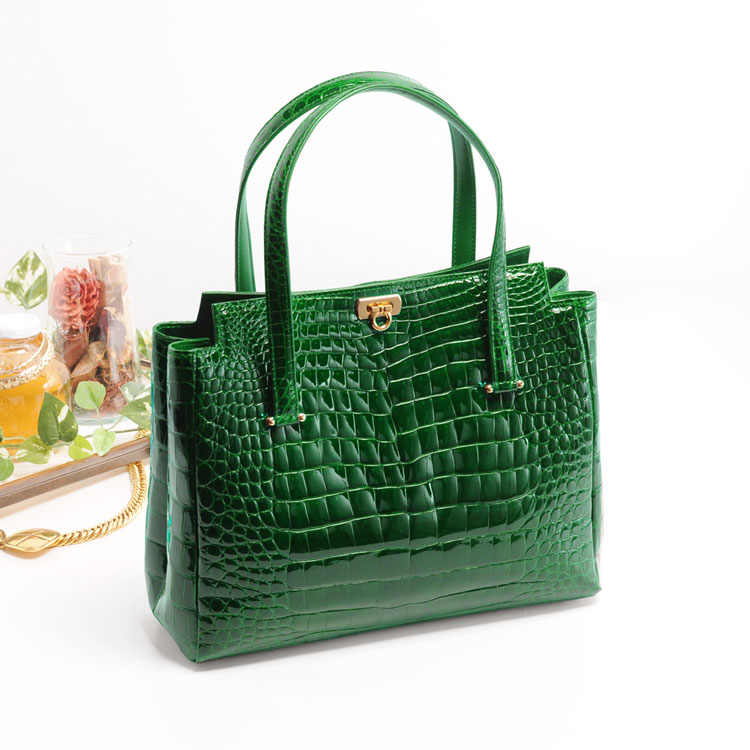 極美品✨ HIGH-CLASS ハイクラス ハンドバッグ クロコダイ グリーン 楽天市場】クロコダイル ハンドバッグ 日本製 シャイニング 加工