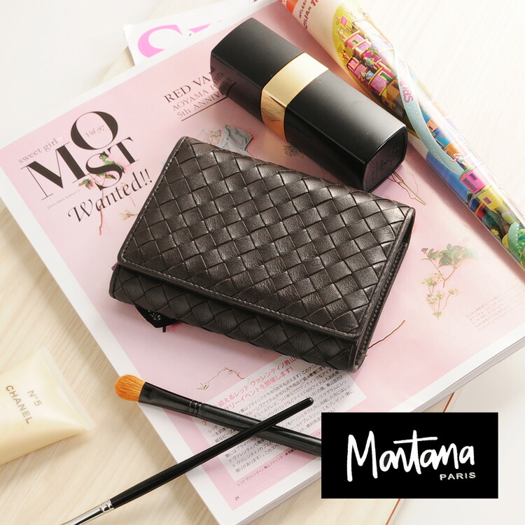 本革 メッシュ 二つ折り財布 レディース かぶせ 折り財布 ラム レザー コンパクト 財布 Montana モンタナ 革 ダークブラウン 二つ折り 誕生日 プレゼント キャッシュレス ミニマリスト ブランド 折財布 ギフト 4fc r 再入荷 予約販売
