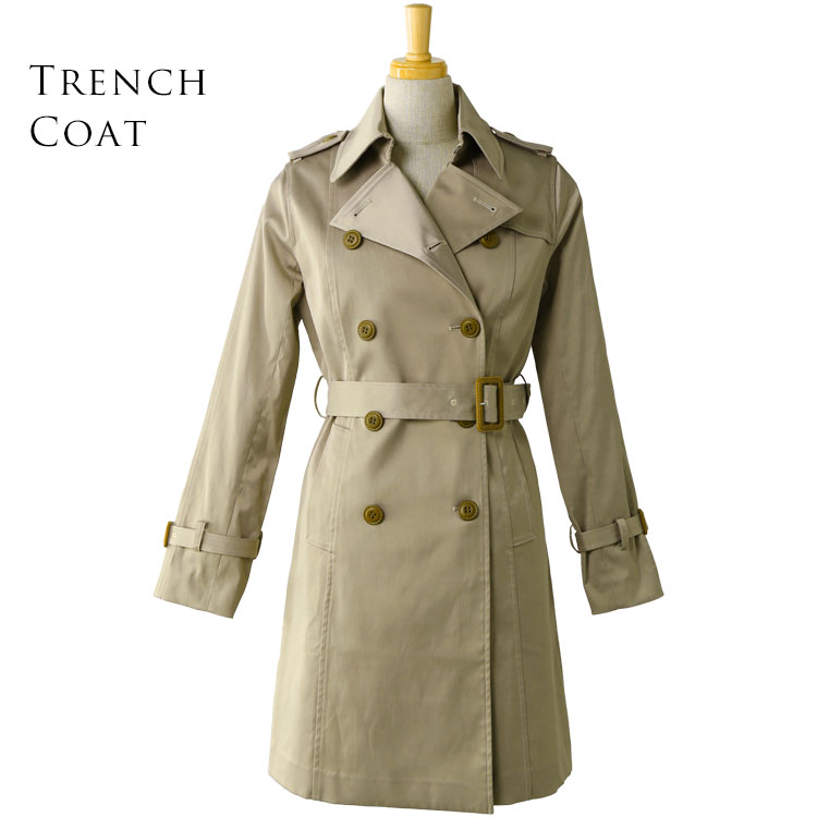 楽天市場 訳あり トレンチコート レディース ベージュ ベルト付き 7号サイズ 8100 7r 三京商会 Sankyo Shokai
