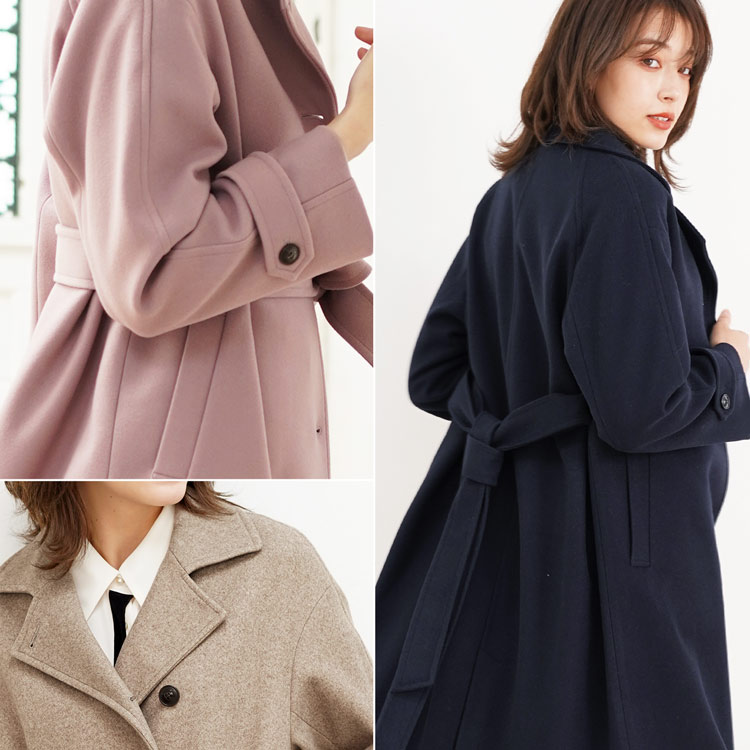 コート レディース M L チェスターコート ウールタッチ 洗える ロング