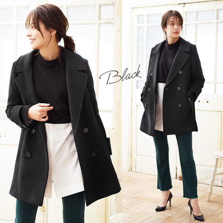 ピーオーバ レディース Pコート ダブル 大学生 三冬 コート 秋季 アウター カシミール 取りまぜる 毛糸 r 優渥 通い 通学 オーバーコートコート 右翼ベージュ オフホワイト ラクダ ブラウン こげ茶葉 赤銅色 ブルーチーズ デニムブルー 青色 真っ罪人 黒