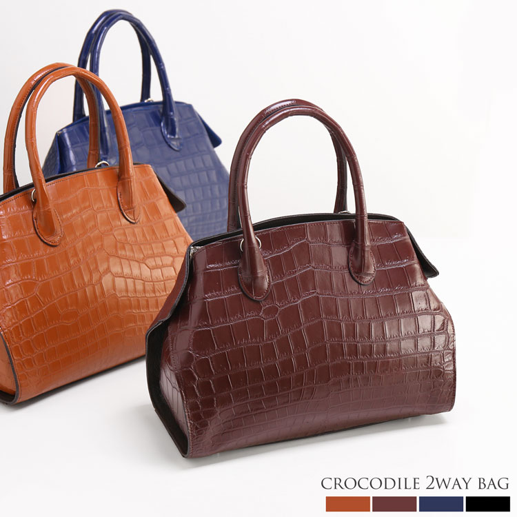 クロコダイル風　ハンドバッグ　ブラウン系 クロコダイル風ハンドバッグ ブラウンロカビリー50年代昭和40年代
