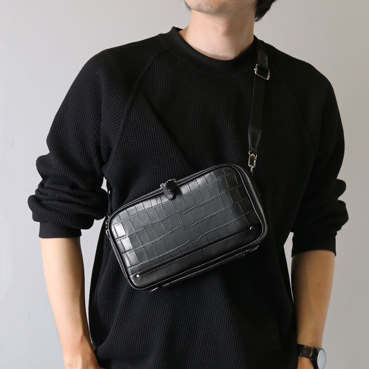 クロコダイル 2way ボディバッグ メンズ バッグ セカンドバッグ ミニバッグ ショルダーバッグ ハンドル付き 斜め掛け 本革 鰐革 保証書 付き プレゼント ギフト 4FA (06001886r)