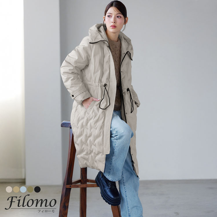 シームレス ダウンコート レディース フード付き テフロン 加工 ロング丈 Filomo ダウン 80% 撥水加工 ブラック ミセス 大人 保温 防風 防寒 暖かい 花粉対策 軽い 上着 デイリー 秋 冬 アウター ブランド ギフト プレゼント 5F (08000238r) 14,454円