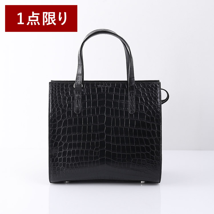 【1点限り】【アウトレット】 クロコダイル スクエア バッグ マット 加工 2WAY ショルダー ブラック (06001975-20r)｜三京商会（sankyo shokai） 108,900円