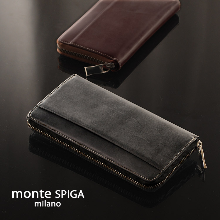 【5％オフクーポン】牛革 長財布 ブライドル レザー monte SPIGA モンテスピガ ラウンドファスナー メンズ 本革 財布 牛革 財布 長財布 イタリア製 本革長財布 メンズ財布 開運財布 クリスマス ギフト プレゼント 一粒万倍 春財布 7,920円