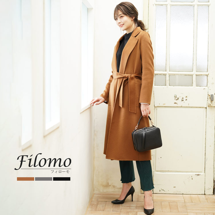 【楽天市場】Filomo カシミヤ 100% コート レディース ガウン ロング 115cm 秋冬 内モンゴル産 カシミヤ100% ダブル