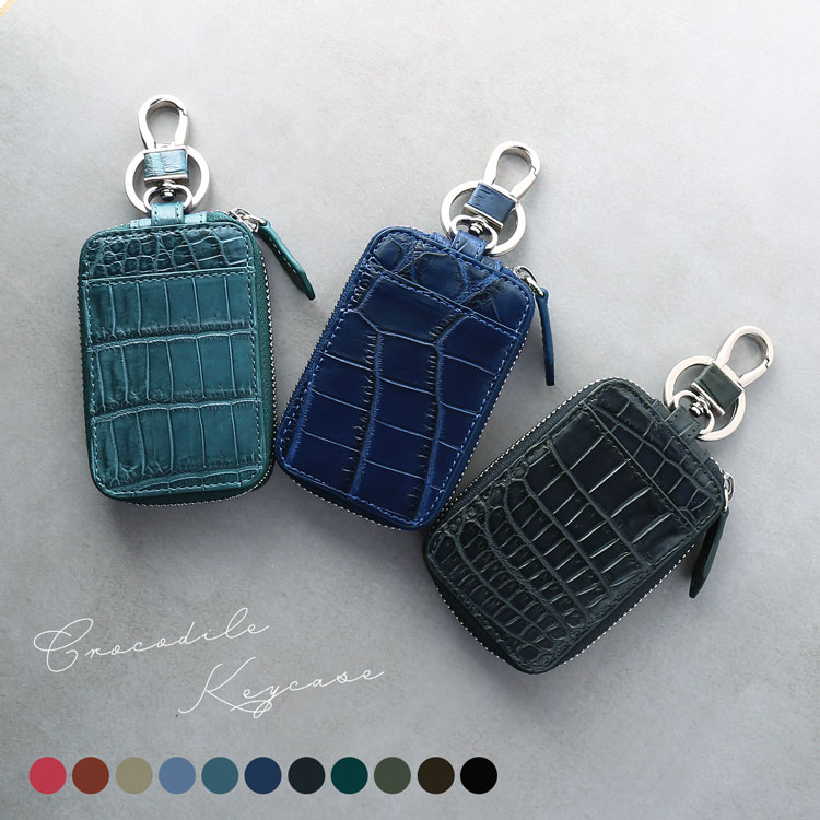【5％OFFクーポン】クロコダイル スマートキー ケース メンズ アウトポケット付き キー カバー マット 加工 ワニ革 車 バイク プレゼント クリスマス ギフト (06000879-mens-1r)｜マスタークロコダイル 財布 バッグ