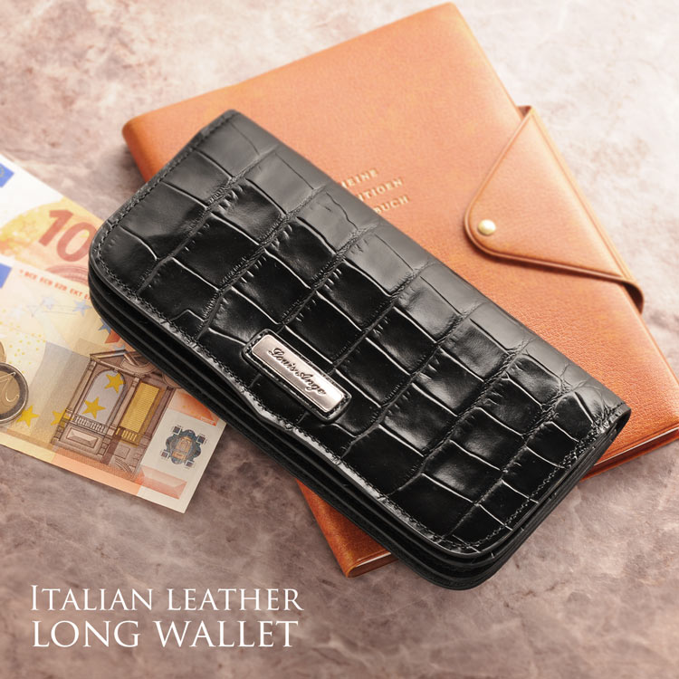 【5％オフクーポン】[Louis Ange]ルイ・アンジュ 牛革 イタリア 長財布 クロコダイル 型押し カブセ メンズ 【ネコポスで送料無料】 開運財布 クリスマス ギフト プレゼント 一粒万倍 春財布