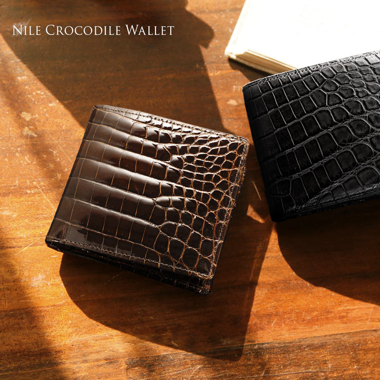 楽天市場】FUJITAKA ACCESSORIES クロコダイル 純札 二つ折り財布