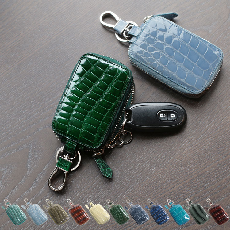 【5％オフクーポン】クロコダイル スマート キー ケース 家 車 鍵 シャイニング 加工 ワニ革 クロコダイル かっこいい おしゃれ 車 バイク クリスマス ギフト プレゼント 4FA (06001009-2-mens-1r)