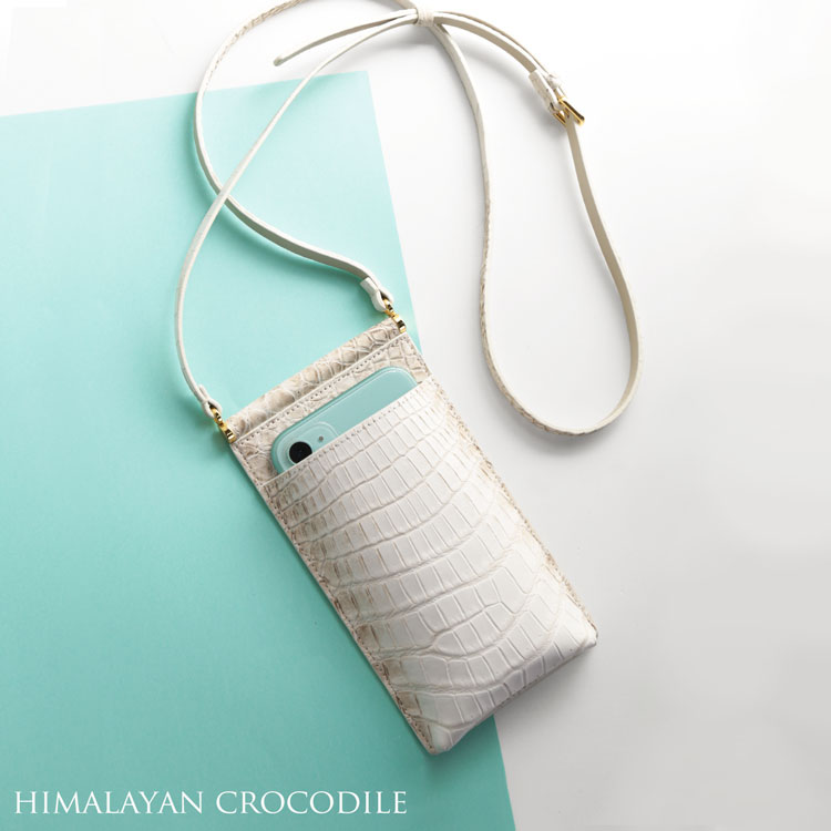 クロコダイル革スマホショルダーバッグ　ベージュ 楽天市場】【4h限定20%off!】ヒマラヤ クロコダイル