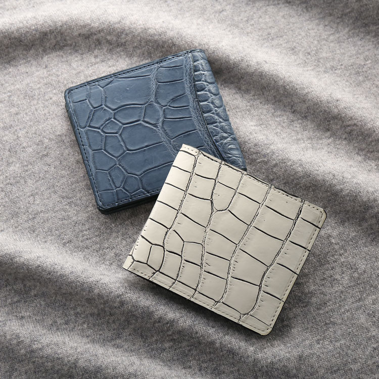 クロコダイル 二つ 折り財布 日本製 メンズ マット/目地染め 本革 鰐革 4FA wallet メンズ財布 二つ折り CROIX ROYAL(06001715-mens-1r) 開運財布 クリスマス ギフト プレゼント 一粒万倍 春財布