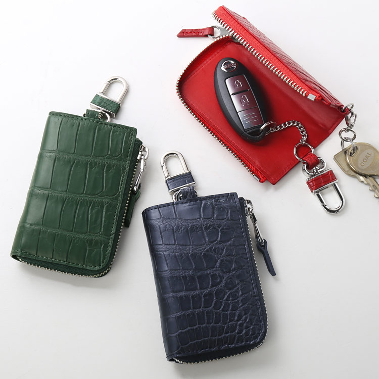 クロコダイル キーケース スマートキー レディース マット 革 カード スマートキー対応 車 カード入れ付き カード入れ スマートキーケース キーリング 本革 レザーキーケース クロコダイルキーケース 4FA (06001691r) クリスマス ギフト プレゼント