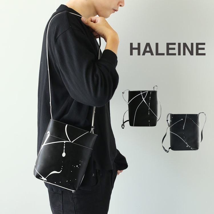 サコッシュ 縦型 カーフスキン ペイント デザイン メンズ 本革 ショルダーバッグ HALEINE ブランド アート 鞄 斜め掛け ブラック マチ オシャレ ワンショルダー レザー スマホ ポシェット 携帯 バッグインバッグ 大人 軽い 斜めがけ ギフト 4FB(07000663-mens-1r)｜マスタークロコダイル 財布 バッグ