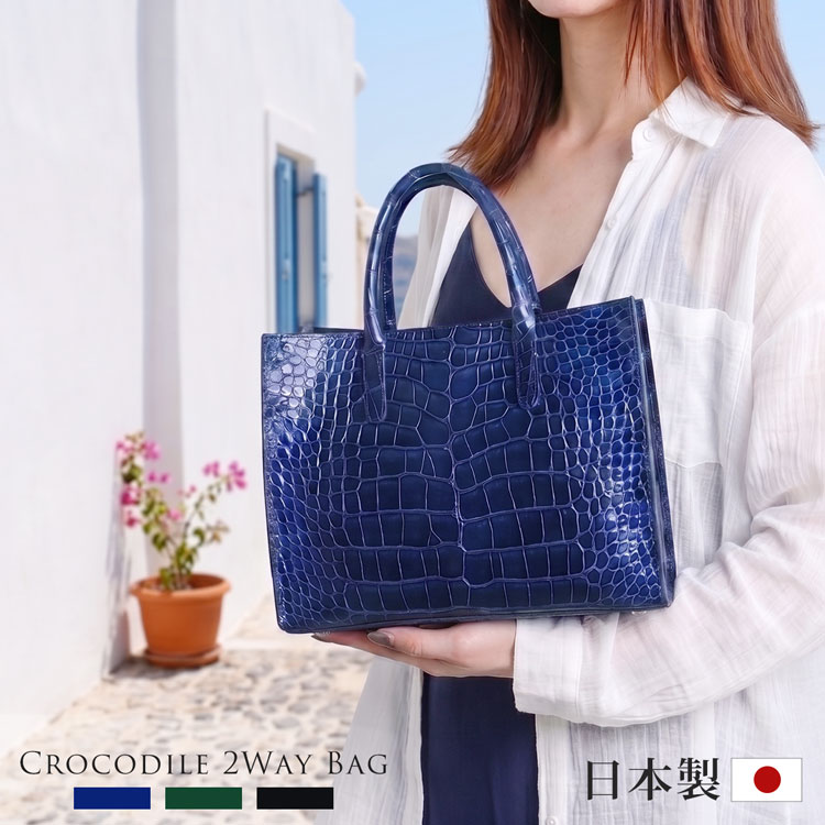 日本製 スモールクロコダイル ハンドバッグ センター取り シャイニング レディース ポロサス トートバッグ 2WAY ショルダー ななめ掛け 肩掛け 艶 シルバー金具 ワニ 本革 クロコ 小さめ フォーマル 上品 セレモニー 食事会 女子会 会食 本革 高級 4FA 保証書付 (06001991r)｜マスタークロコダイル 財布 バッグ