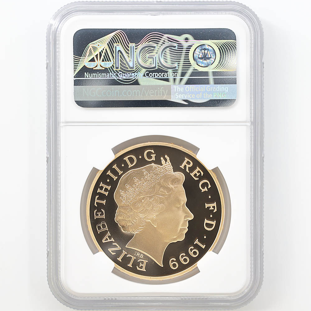 最高鑑定 1999 英国 エリザベス2世 ミレニアム記念 5ポンド 金貨 NGC PF 70 UC 完全未使用品 イギリス 金貨 コレクション 
