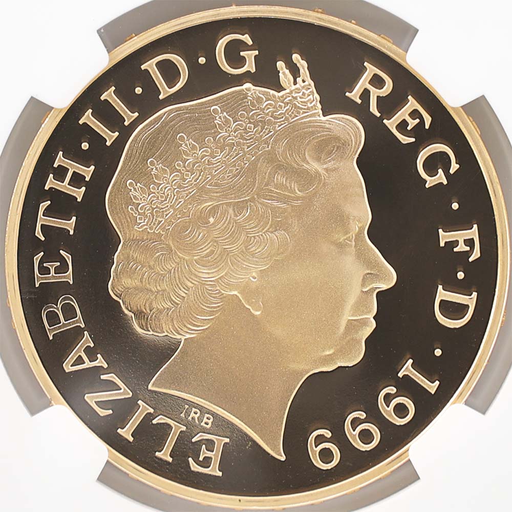 最高鑑定 1999 英国 エリザベス2世 ミレニアム記念 5ポンド 金貨 NGC PF 70 UC 完全未使用品 イギリス 金貨 コレクション 