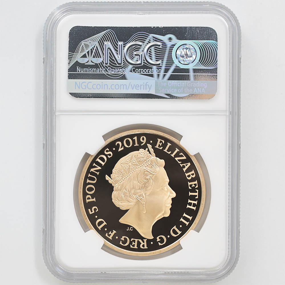 2019年イギリス ロンドン塔クラウンジュエル 5oz銀貨 NGC PF70UC www