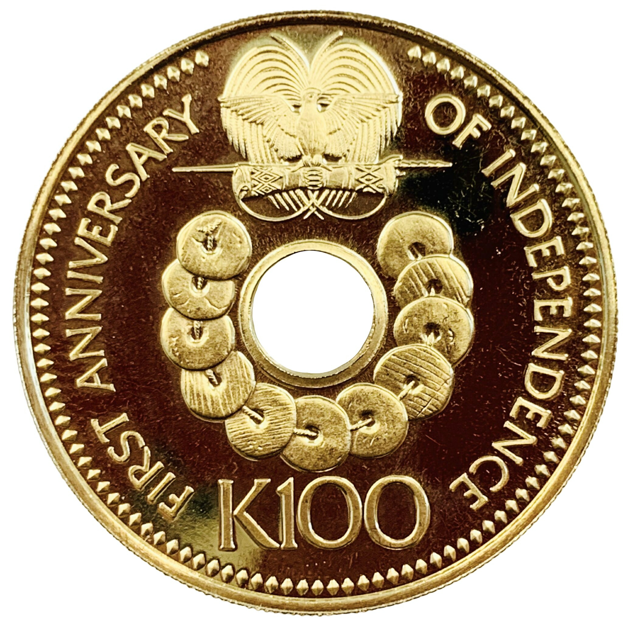 1976 パプアニューギニア 100キナ金貨 独立記念  21.6金 9.5g イエローゴールド コイン GOLD コレクション 美品