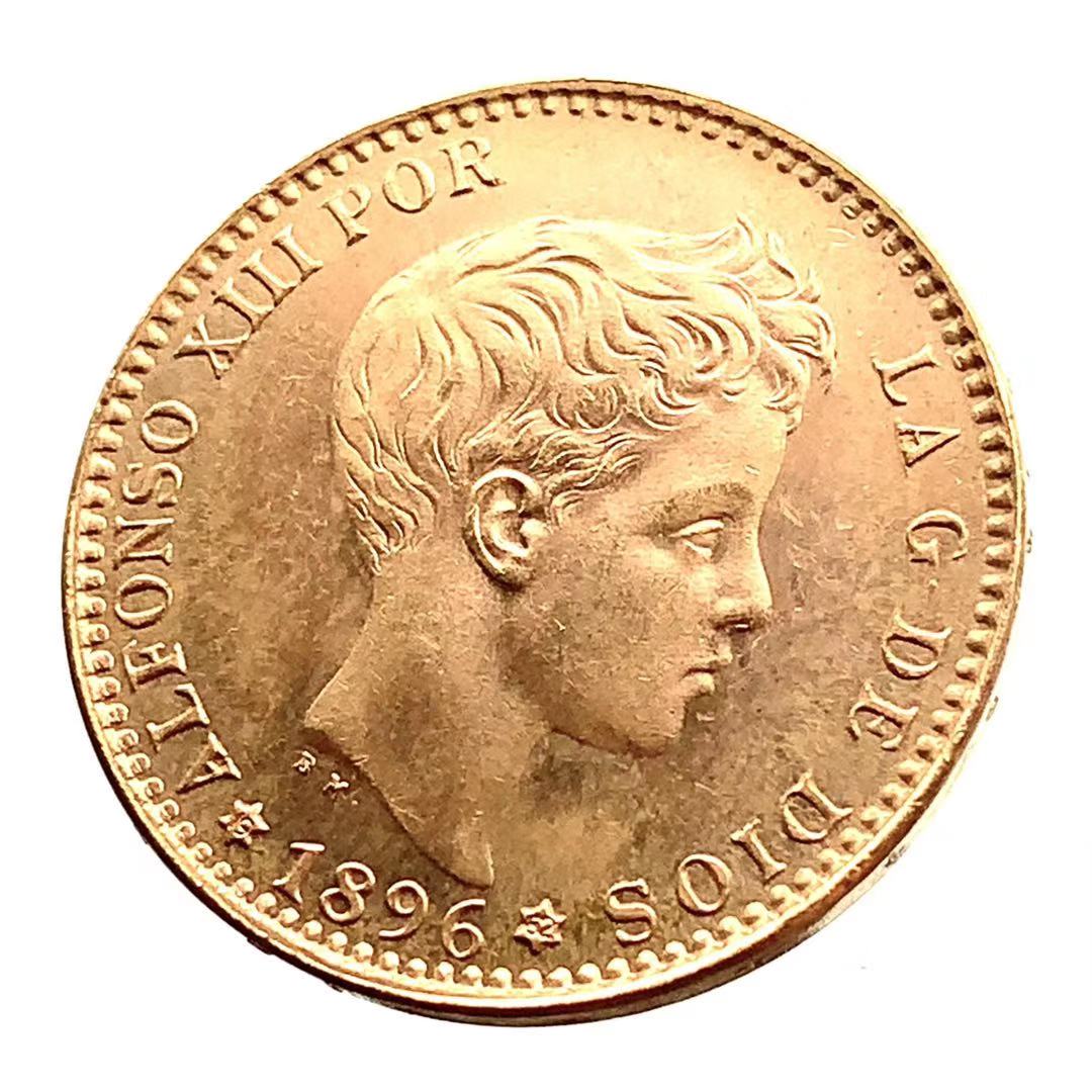 アルフォンソ13世 スペイン 20ペセタ金貨 1896年 6.46g K21.6  コレクション コイン イエローゴールド