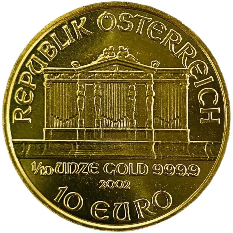 美品ウィーン金貨オーストリア造幣局発行2002年3.1g24金1/10オンス純金音楽楽器コインイエローゴールドコレクションGold