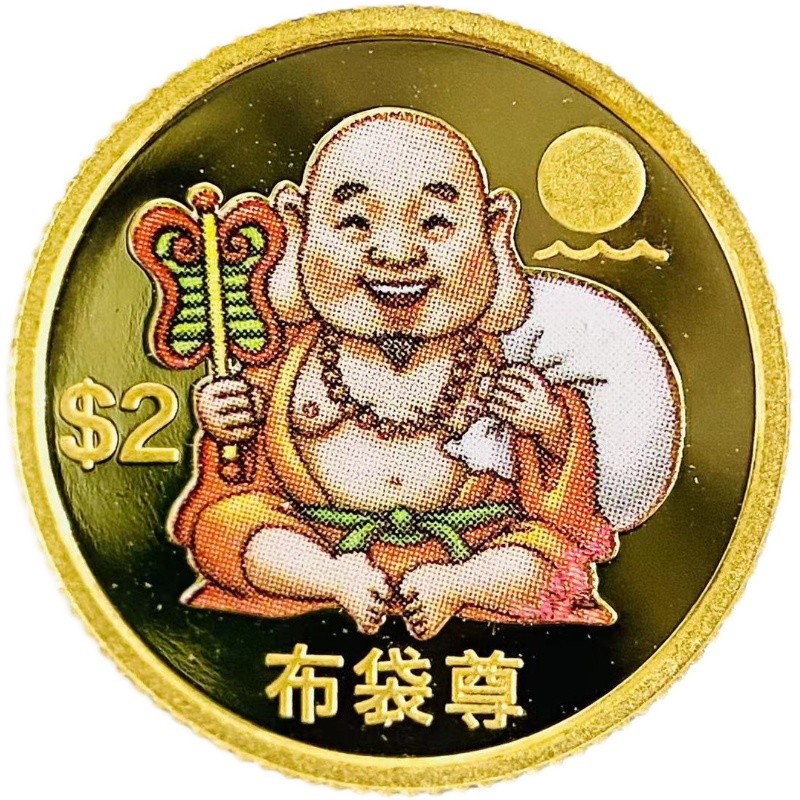 七福神 布袋金貨 ほてい ツバル カラー コイン 2010年 1.2g 24金 純金 1/25オンス エリザベス2世 コレクション gold 美品｜39宝飾販売店