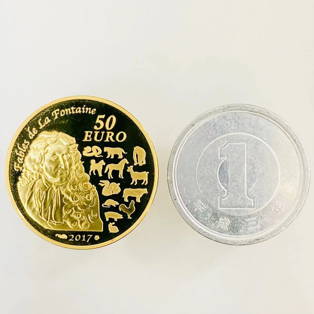 マーケット フランス 50ユーロ金貨 鶏 ジャン ド ラ フォンテーヌ 17年 8 4g 22金 イエローゴールド コイン Gold コレクション 美品 Fucoa Cl