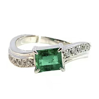 0.85ct コロンビア エメラルド Vivid green ダイヤモンド デザイン リング プラチナ PT900 12号 5.7g