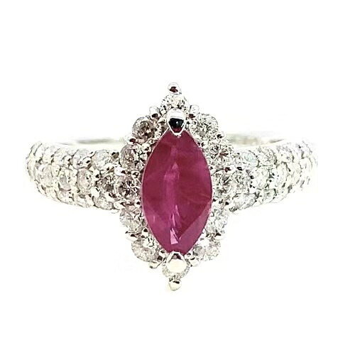 ミャンマー 1.067ct ルビー 0.84ct ダイヤモンド リング K18 ホワイトゴールド 12.5号 6.1g 鑑別書 【中古】 101,750円