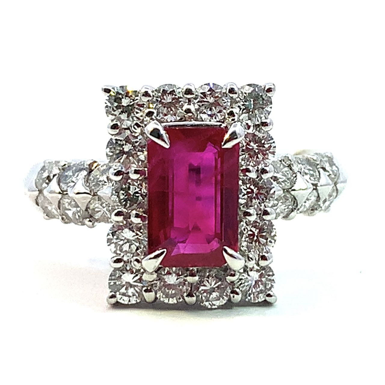 1.35ct ミャンマー ルビー 1.10ct ダイヤモンド デザイン リング プラチナ PT900 11号 7g GIA鑑別書 209,000円