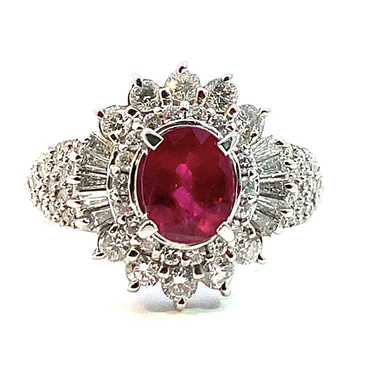 1.44ct ルビー 0.81ct ダイヤモンド デザイン リング プラチナ PT900 13号 7.7g ソーティング