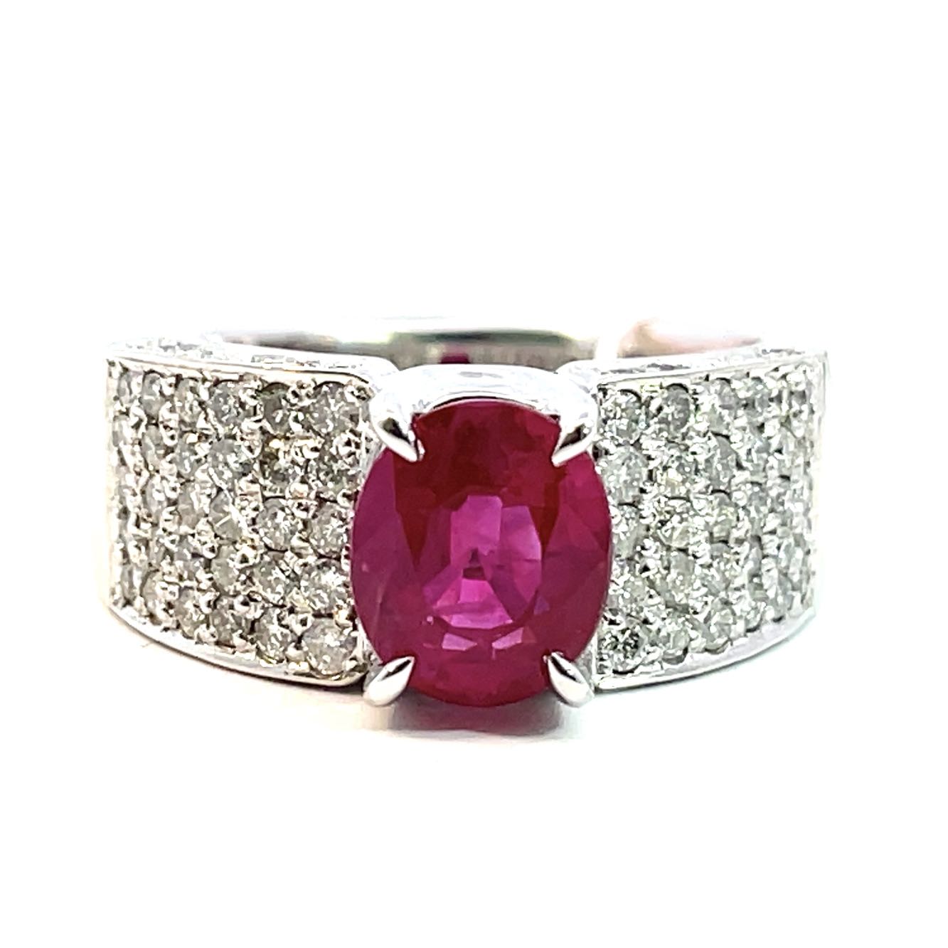 2.14ct ミャンマー ルビー 0.83ct ダイヤモンド デザイン リング プラチナ PT900 12号 10.3g GIA鑑別書